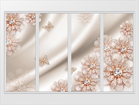 3d立体粉色镶钻花朵移门