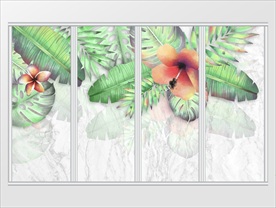 北欧简约绿色植物移门