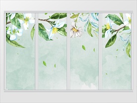 现代简约小清新绿叶移门