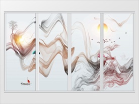 中国风禅意抽象水墨山水移门