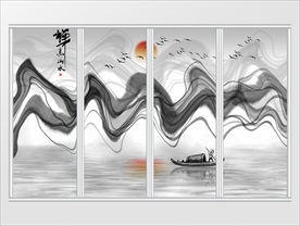 简约抽象水墨山水移门