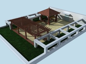 亭子模型小院防腐木带材质