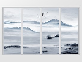 新中式禅意山水移门