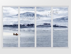 新中式禅意水墨山水移门