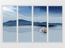 新中式禅意水墨山水移门