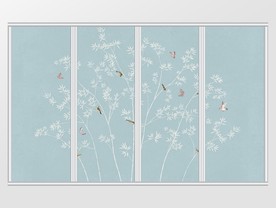 新中式手绘竹子手绘花鸟移门