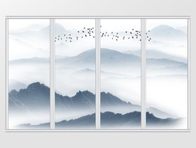 新中式中国风意境水墨山水移门