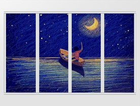 现代卡通插画移门