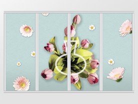 简约美丽鲜花移门