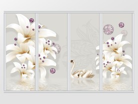 时尚简约奢华珠宝百合花移门