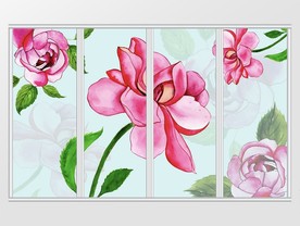 现代简约水彩手绘花卉背景移门
