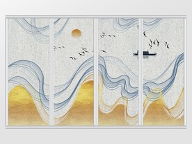 新中式抽象意境山水移门