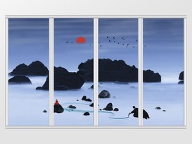 新中式水墨山水禅意移门