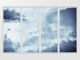 新中式水墨山水风景移门