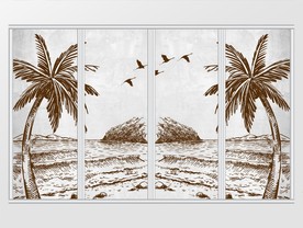 现代简约沙滩椰树移门