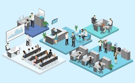 现在商务科技办公工作场景插画