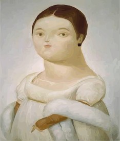 搞笑油画矢量图胖子版小公主名画