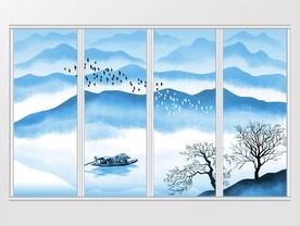 写意水墨山水画移门