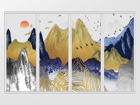 抽象线条金色富贵金移门