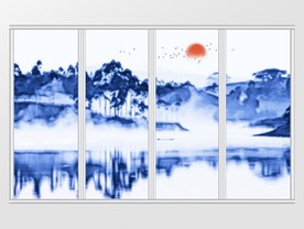 新中式手绘水墨山水移门