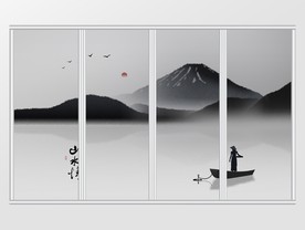 新中式水墨意境山水情移门