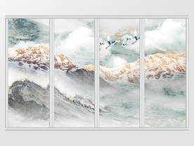 大理石纹山水移门