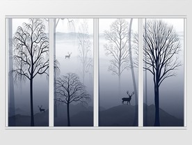 现代简约风景鹿移门