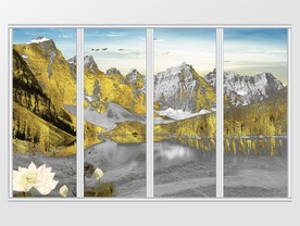 中式金箔山水移门
