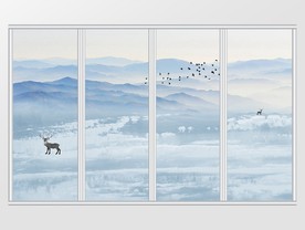 中式山水画简约移门
