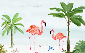火烈鸟背景墙