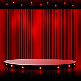 舞台展示台矢量效果图红色表演布