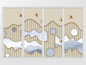 新中式金色水墨山水创意移门