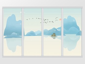 新中式水墨山水大气中国风移门