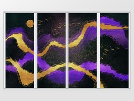 中式质感抽象意境山水移门