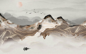 大型肌理线条山水背景壁纸
