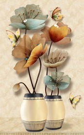 3D创意立体珠宝花蝴蝶玄关背景