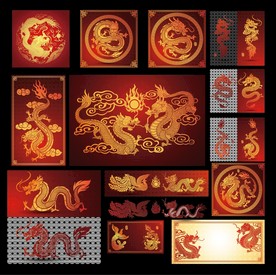 龙盘龙舞龙纹龙头祥云高清矢量