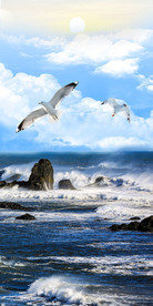 简约大海风景玄关装饰画