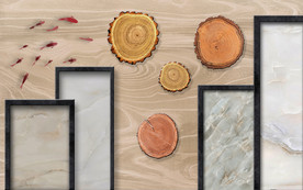 3D大理石纹树墩背景墙装饰画