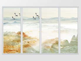 大理石纹抽象创意山水移门