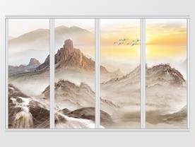 大理石纹山水移门