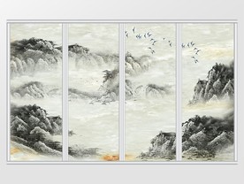 大理石纹写意山水移门