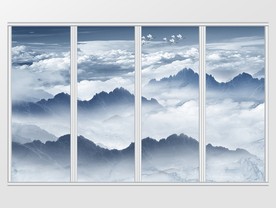 新中式创意山水石纹移门