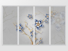 简约时尚奢华花枝珠宝移门