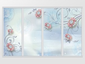 梦幻浪漫奢华珠宝花朵移门