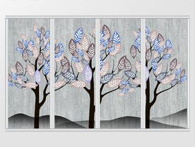 现代简约树林花卉移门