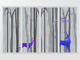 现代简约自然北欧风丛林麋鹿移门