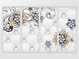 小清新奢华珠宝花朵移门