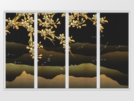 新中式质感黑金意境山水移门