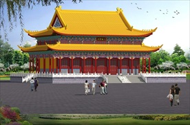 古建筑效果图 门楼牌坊 寺庙广